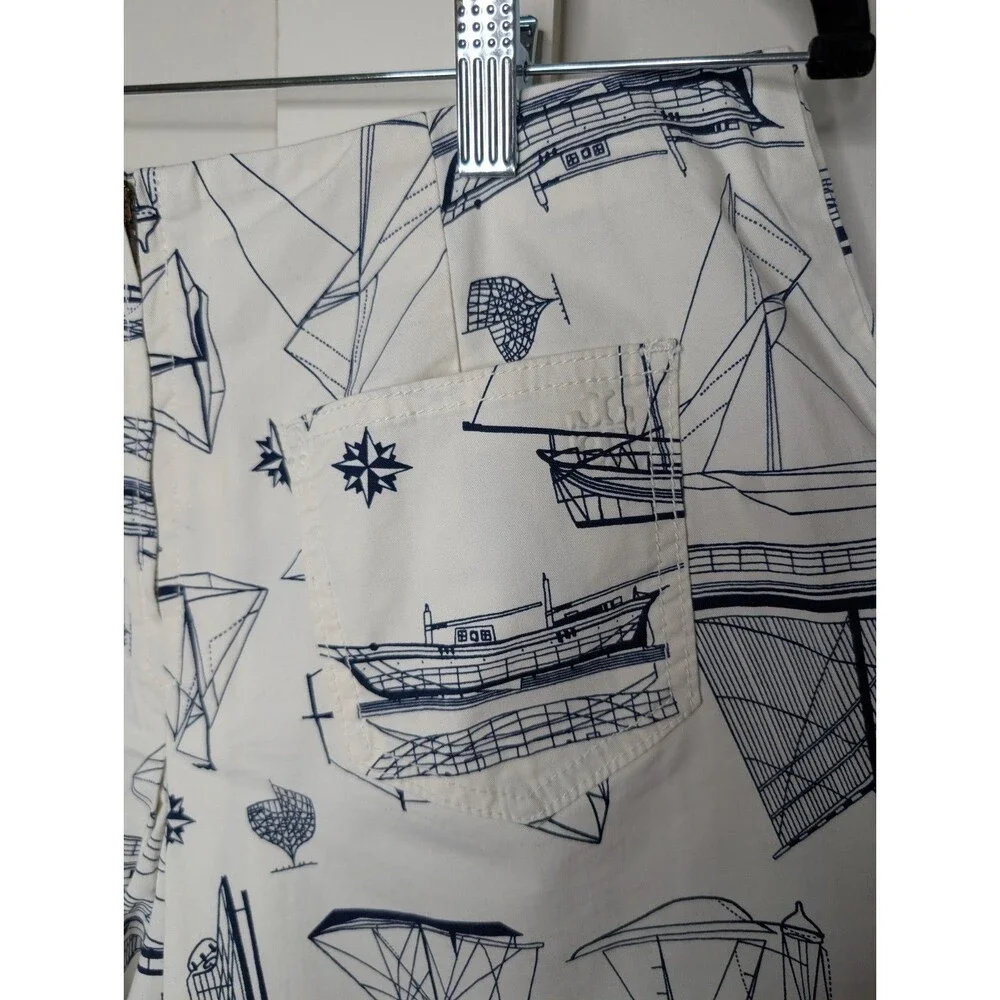 Tory Burch Adrift Nautical Sailboat Shorts Womens  Lace Up Sailor Graphic 28